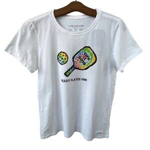 Life Is Good Crusher Tee Size Medium Pickleball Ready Player One White NEW